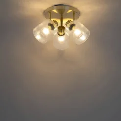 QAZQA Deckenstrahler Gold mit Glas 3-flammig verstellbar rund - Laura