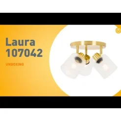 QAZQA Deckenstrahler Gold mit Glas 3-flammig verstellbar rund - Laura