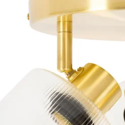 QAZQA Deckenstrahler Gold mit Glas 3-flammig verstellbar rund - Laura