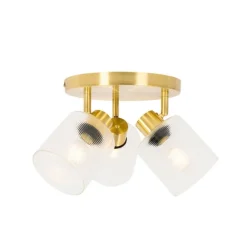 QAZQA Deckenstrahler Gold mit Glas 3-flammig verstellbar rund - Laura