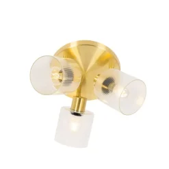 QAZQA Deckenstrahler Gold mit Glas 3-flammig verstellbar rund - Laura