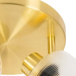 QAZQA Deckenstrahler Gold mit Glas 3-flammig verstellbar rund - Laura