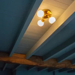 QAZQA Deckenstrahler Gold mit Opalglas 3-flammig verstellbar - Anouk