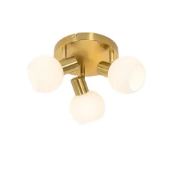 QAZQA Deckenstrahler Gold mit Opalglas 3-flammig verstellbar - Anouk