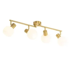 QAZQA Deckenstrahler Gold mit Opalglas 4-flammig verstellbar - Anouk