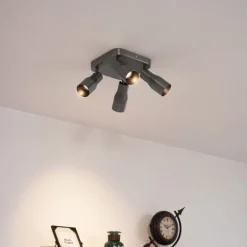 QAZQA Deckenstrahler Gunmetal GU10 50 mm quadratisch 4-flammig - Stanley