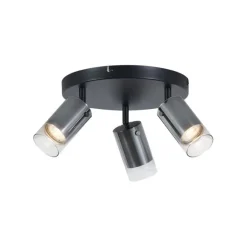 QAZQA Deckenstrahler Gunmetal Rund 3-flammig drehbar und verstellbar - Drain