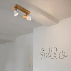 QAZQA Deckenstrahler Holz und Weiß 2-flammig verstellbar - Thorin