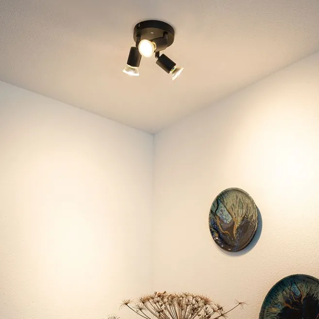 QAZQA Deckenstrahler im Industriedesign schwarz schwenkbar rund - Jeany 3