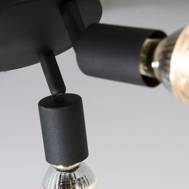 QAZQA Deckenstrahler im Industriedesign schwarz schwenkbar rund - Jeany 3