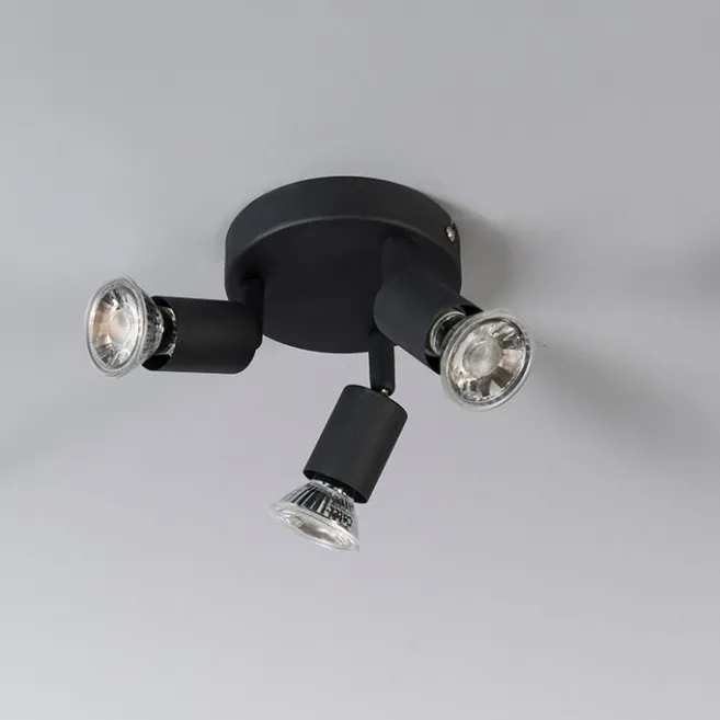 QAZQA Deckenstrahler im Industriedesign schwarz schwenkbar rund - Jeany 3
