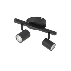 QAZQA Deckenstrahler schwarz GU10 50mm 2-flammig inkl. Hintergrundbeleuchtung - Back Up