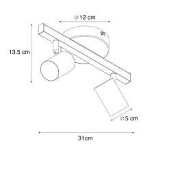 QAZQA Deckenstrahler schwarz GU10 50mm 2-flammig inkl. Hintergrundbeleuchtung - Back Up