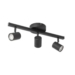 QAZQA Deckenstrahler schwarz GU10 50mm 3-flammig inkl. Hintergrundbeleuchtung - Back Up