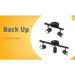 QAZQA Deckenstrahler schwarz GU10 50mm 3-flammig inkl. Hintergrundbeleuchtung - Back Up