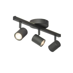 QAZQA Deckenstrahler schwarz GU10 50mm 3-flammig inkl. Hintergrundbeleuchtung - Back Up