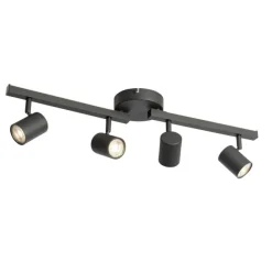 QAZQA Deckenstrahler schwarz GU10 50mm 4-flammig inkl. Hintergrundbeleuchtung - Back Up