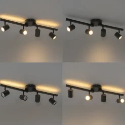 QAZQA Deckenstrahler schwarz GU10 50mm 4-flammig inkl. Hintergrundbeleuchtung - Back Up