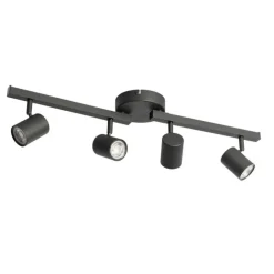 QAZQA Deckenstrahler schwarz GU10 50mm 4-flammig inkl. Hintergrundbeleuchtung - Back Up