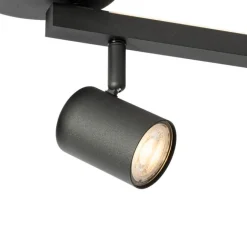 QAZQA Deckenstrahler schwarz GU10 50mm 4-flammig inkl. Hintergrundbeleuchtung - Back Up