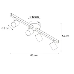 QAZQA Deckenstrahler schwarz GU10 50mm 4-flammig inkl. Hintergrundbeleuchtung - Back Up