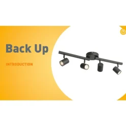 QAZQA Deckenstrahler schwarz GU10 50mm 4-flammig inkl. Hintergrundbeleuchtung - Back Up