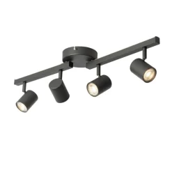 QAZQA Deckenstrahler schwarz GU10 50mm 4-flammig inkl. Hintergrundbeleuchtung - Back Up