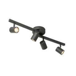 QAZQA Deckenstrahler schwarz GU10 50mm 4-flammig inkl. Hintergrundbeleuchtung - Back Up