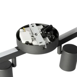 QAZQA Deckenstrahler schwarz GU10 50mm 4-flammig inkl. Hintergrundbeleuchtung - Back Up