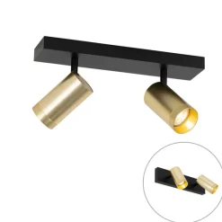 QAZQA Deckenstrahler schwarz mit goldenem verstellbarem 2-Licht - Jeana Luxe