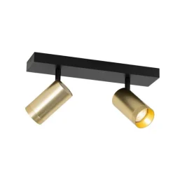 QAZQA Deckenstrahler schwarz mit goldenem verstellbarem 2-Licht - Jeana Luxe