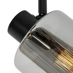 QAZQA Deckenstrahler schwarz mit Rauchglas 3-flammig verstellbar - Laura