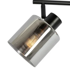 QAZQA Deckenstrahler schwarz mit Rauchglas 3-flammig verstellbar - Laura