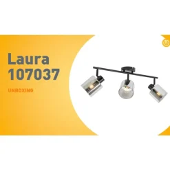 QAZQA Deckenstrahler schwarz mit Rauchglas 3-flammig verstellbar - Laura