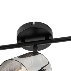 QAZQA Deckenstrahler schwarz mit Rauchglas 3-flammig verstellbar - Laura