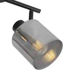 QAZQA Deckenstrahler schwarz mit Rauchglas 2-flammig verstellbar - Laura