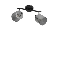 QAZQA Deckenstrahler schwarz mit Rauchglas 2-flammig verstellbar - Laura