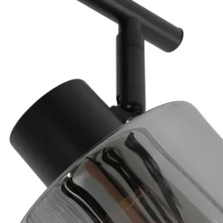 QAZQA Deckenstrahler schwarz mit Rauchglas 2-flammig verstellbar - Laura