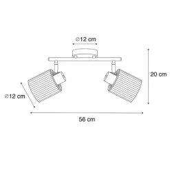 QAZQA Deckenstrahler schwarz mit Rauchglas 2-flammig verstellbar - Laura