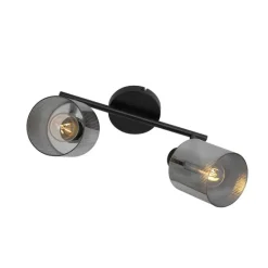 QAZQA Deckenstrahler schwarz mit Rauchglas 2-flammig verstellbar - Laura