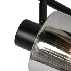 QAZQA Deckenstrahler schwarz mit Rauchglas 4-flammig verstellbar - Laura