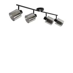 QAZQA Deckenstrahler schwarz mit Rauchglas 4-flammig verstellbar - Laura