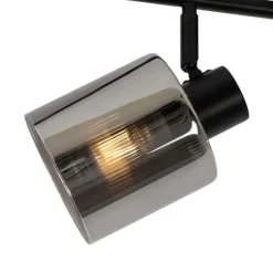 QAZQA Deckenstrahler schwarz mit Rauchglas 4-flammig verstellbar - Laura