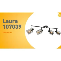 QAZQA Deckenstrahler schwarz mit Rauchglas 4-flammig verstellbar - Laura