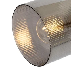 QAZQA Deckenstrahler schwarz mit Rauchglas 4-flammig verstellbar - Laura