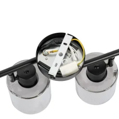 QAZQA Deckenstrahler schwarz mit Rauchglas 4-flammig verstellbar - Laura