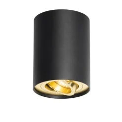 QAZQA Deckenstrahler schwarz mit gold dreh- und schwenkbar - Rondoo up