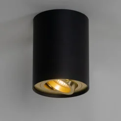 QAZQA Deckenstrahler schwarz mit gold dreh- und schwenkbar - Rondoo up