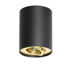 QAZQA Deckenstrahler schwarz mit gold dreh- und schwenkbar - Rondoo up