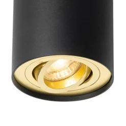 QAZQA Deckenstrahler schwarz mit gold dreh- und schwenkbar - Rondoo up